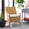 Safavieh Home Collection Cristen Rattan Cushion Accent Chair, Natural White Wash/White (ACH6513A)(Natural / White)