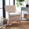 Safavieh Home Collection Cristen Rattan Cushion Accent Chair, Natural White Wash/White (ACH6513A)(Natural White Wash / White)
