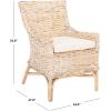 Safavieh Home Collection Cristen Rattan Cushion Accent Chair, Natural White Wash/White (ACH6513A)(Natural White Wash / White)