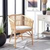 Safavieh Home Collection Olivia Rattan Cushion Accent Chair, Natural/White(Natural / White)