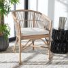 Safavieh Home Collection Olivia Rattan Cushion Accent Chair, Natural/White(White Washed / White)