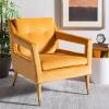 Safavieh Home Mara Retro Glam Navy Velvet and Gold Tufted Accent Chair(Marigold / Gold)