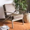 Safavieh Home Varys Light Brown Faux Leather and White Wash Accent Chair