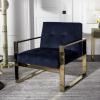 Safavieh Home Vasco Navy Velvet and Brass Accent Chair