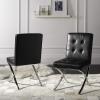 Safavieh Home Walsh Navy Velvet and Chrome Tufted Side Chair(Black)