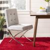 Safavieh Home Walsh Navy Velvet and Chrome Tufted Side Chair(Grey / Chrome)
