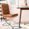 Safavieh Home Walsh Navy Velvet and Chrome Tufted Side Chair(Light Brown / Chrome)