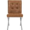 Safavieh Home Walsh Navy Velvet and Chrome Tufted Side Chair(Light Brown / Chrome)