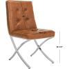 Safavieh Home Walsh Navy Velvet and Chrome Tufted Side Chair(Light Brown / Chrome)