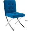 Safavieh Home Walsh Navy Velvet and Chrome Tufted Side Chair(Navy / Chrome)