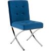Safavieh Home Walsh Navy Velvet and Chrome Tufted Side Chair(Navy / Chrome)