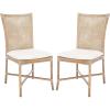 SAFAVIEH Home Collection Chiara Grey Wash Rattan White Cushion (Set of 2) Accent Chair (ACH6512A-SET2)