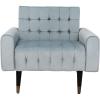 Safavieh Home Amaris Retro Glam Slate Blue Velvet and Black Tufted Accent Chair(Slate Blue / Black)