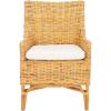 Safavieh Home Collection Cristen Rattan Cushion Accent Chair, Natural White Wash/White (ACH6513A)(Natural / White)