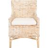 Safavieh Home Collection Cristen Rattan Cushion Accent Chair, Natural White Wash/White (ACH6513A)(Natural White Wash / White)