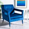 Safavieh Home Mara Retro Glam Navy Velvet and Gold Tufted Accent Chair(Navy / Gold)