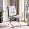 Safavieh Home Walsh Navy Velvet and Chrome Tufted Side Chair(Grey / Chrome)