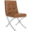 Safavieh Home Walsh Navy Velvet and Chrome Tufted Side Chair(Light Brown / Chrome)
