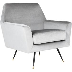 Safavieh Accent Chair, Normal, Light Grey Velvet(Light Grey)