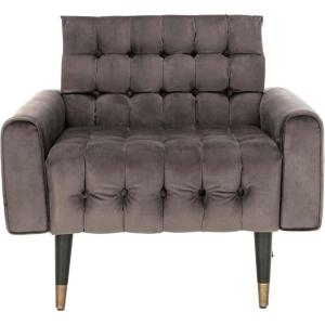 Safavieh Home Amaris Retro Glam Slate Blue Velvet and Black Tufted Accent Chair(Shale / Black)