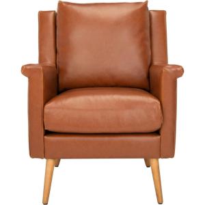 Safavieh Home Astrid Navy and Natural Oak Mid-Century Arm Chair(Cognac / Natural)