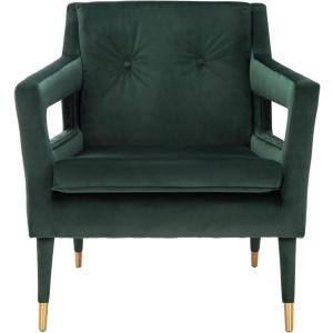 Safavieh Home Mara Retro Glam Navy Velvet and Gold Tufted Accent Chair(Forest Green / Gold)