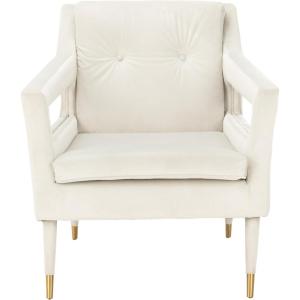 Safavieh Home Mara Retro Glam Navy Velvet and Gold Tufted Accent Chair(Silver / Gold)