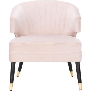 Safavieh Home Stazia Retro Glam Blush Pink and Black Wingback Accent Chair(Blush / Black)