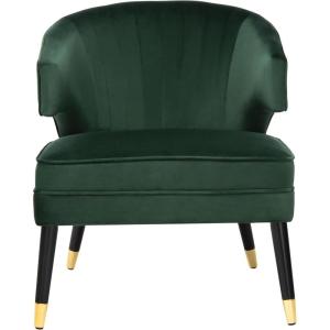 Safavieh Home Stazia Retro Glam Blush Pink and Black Wingback Accent Chair(Forest Green / Black)