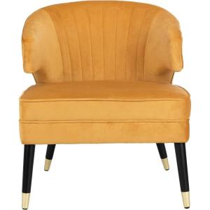 Safavieh Home Stazia Retro Glam Blush Pink and Black Wingback Accent Chair(Marigold / Black)