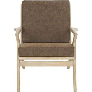 Safavieh Home Varys Light Brown Faux Leather and White Wash Accent Chair
