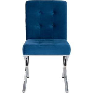Safavieh Home Walsh Navy Velvet and Chrome Tufted Side Chair(Navy / Chrome)