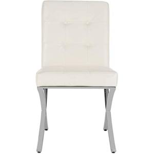 Safavieh Home Walsh Navy Velvet and Chrome Tufted Side Chair(White)