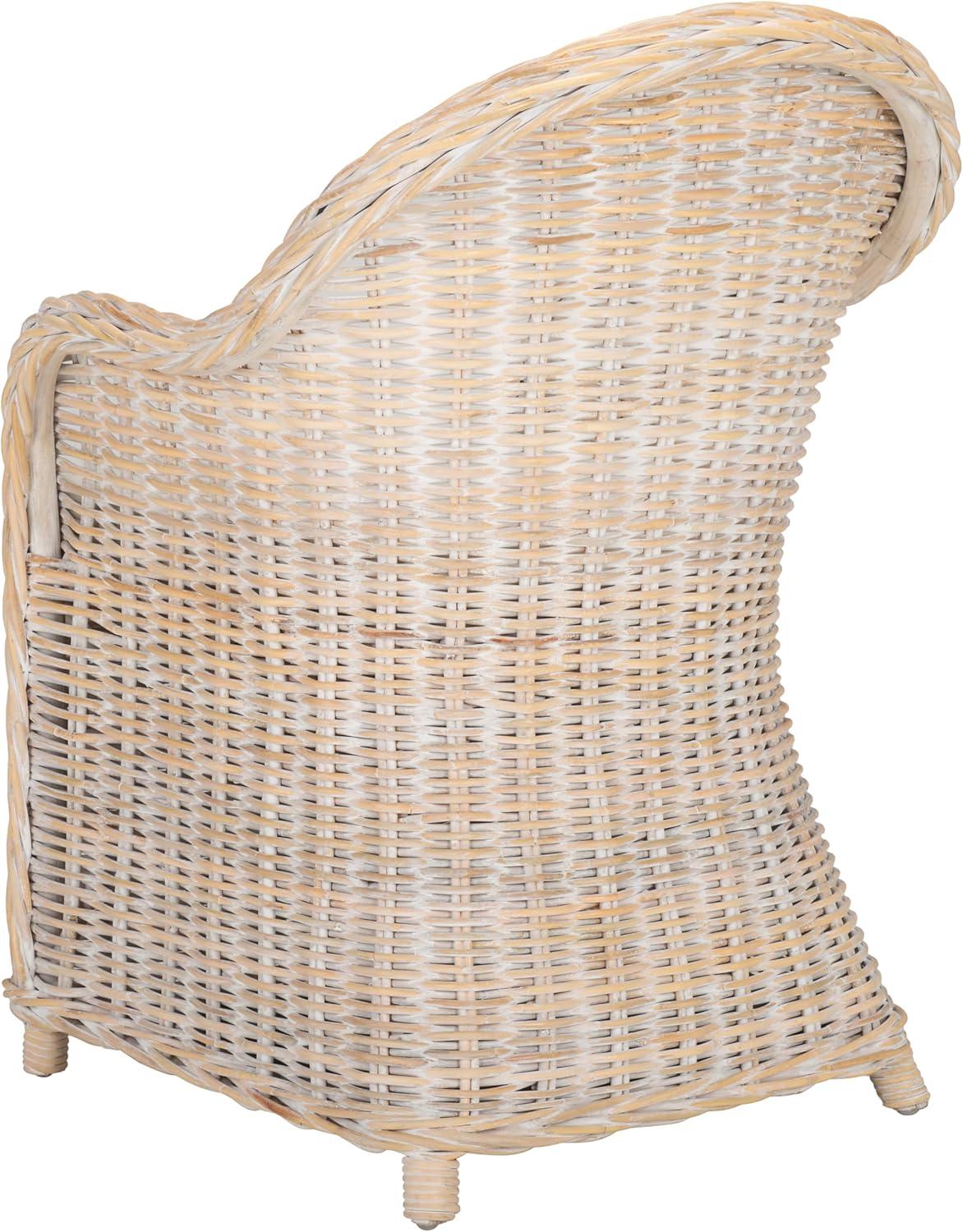 image:imageSAFAVIEH Home Collection Callista Yellow Wicker Club ChairWhite Washed