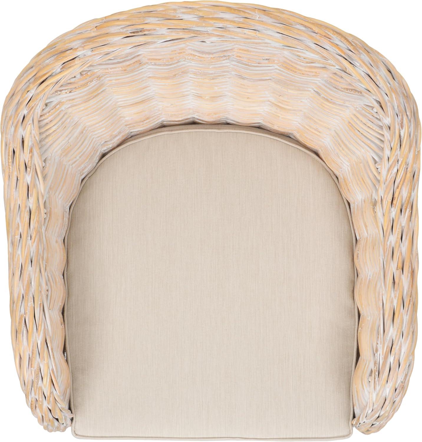 image:imageSAFAVIEH Home Collection Callista Yellow Wicker Club ChairWhite Washed