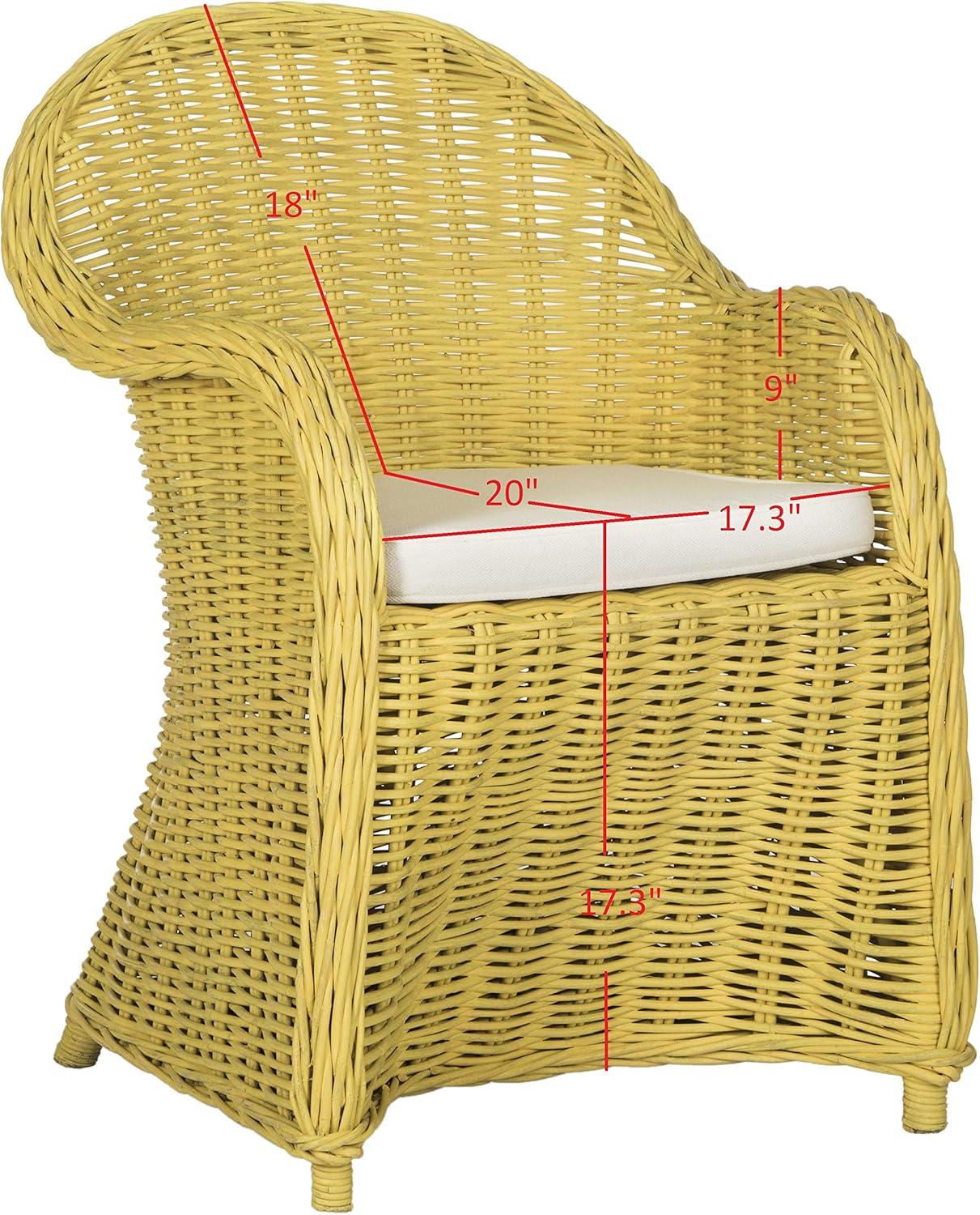 image:imageSAFAVIEH Home Collection Callista Yellow Wicker Club ChairYellow