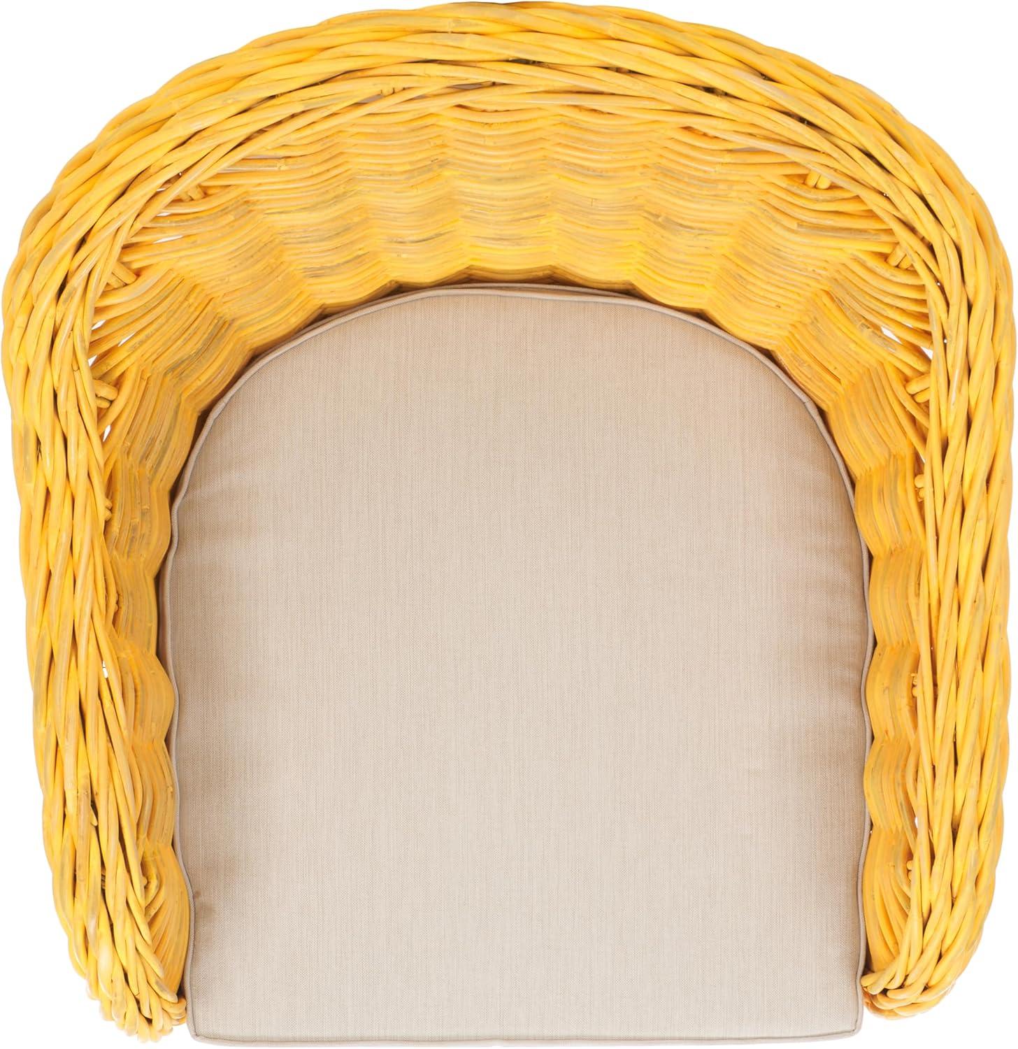 image:imageSAFAVIEH Home Collection Callista Yellow Wicker Club ChairYellow