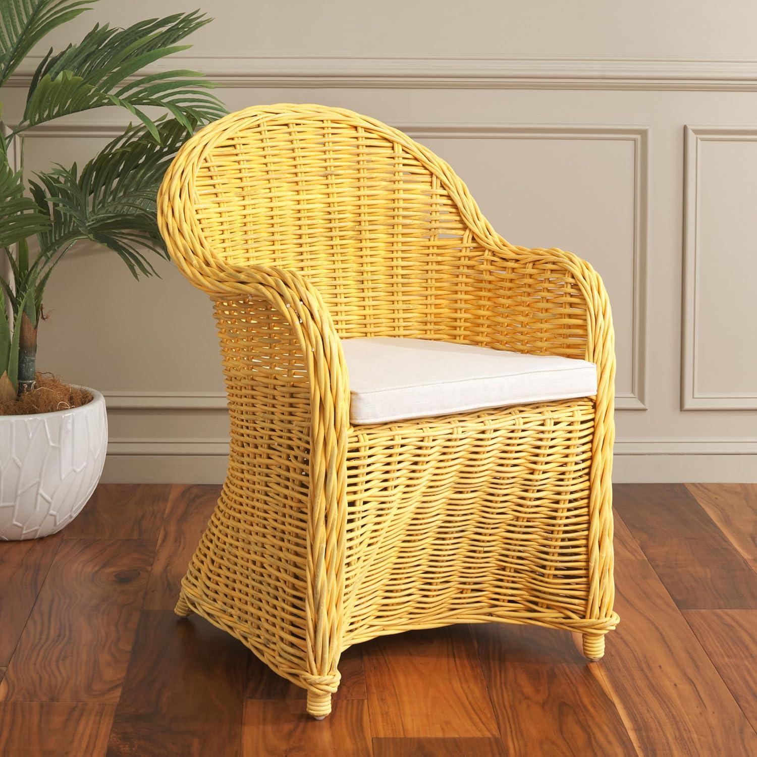 image:imageSAFAVIEH Home Collection Callista Yellow Wicker Club ChairYellow