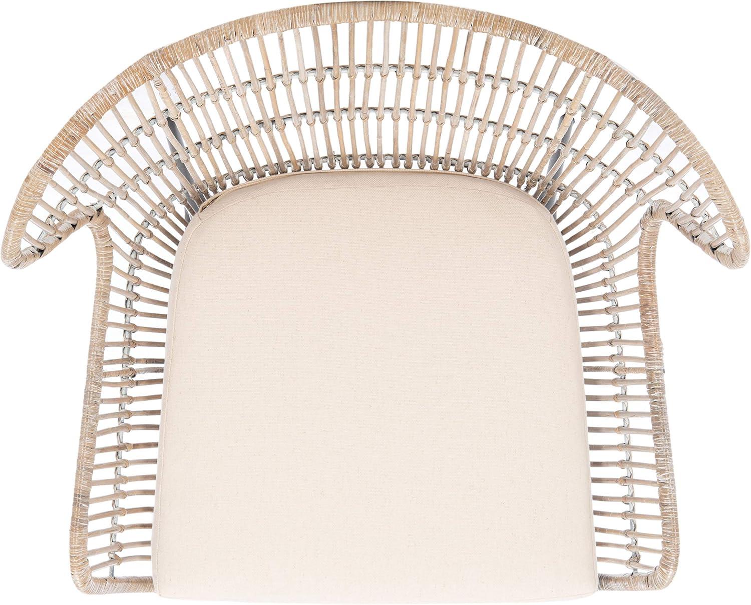 image:imageSAFAVIEH Home Collection Lenu Rattan White Cushion Accent Chair NaturalBlack ACH6510BGrey White Wash Black