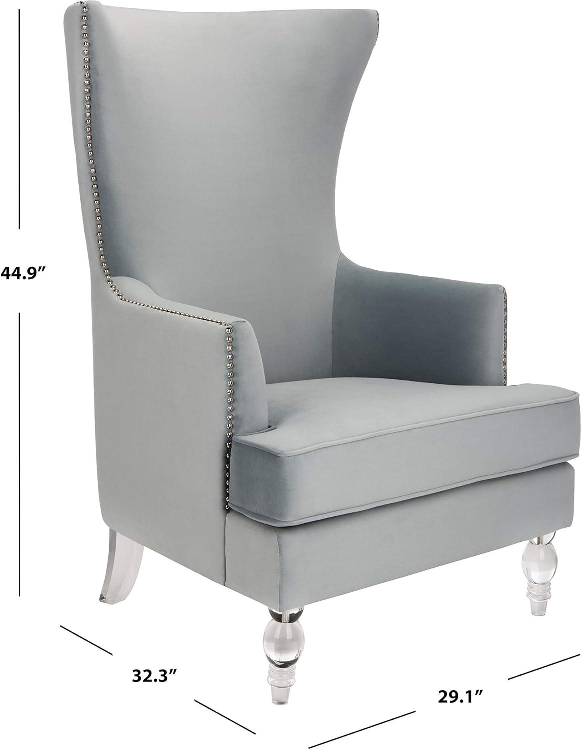image:imageSafavieh Couture Geode Modern Light Blue Wingback ChairLight Silver