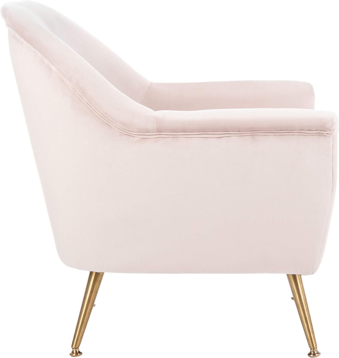 image:imageSafavieh Home Brienne Retro Glam Navy Velvet and Brass Arm ChairBlush Brass