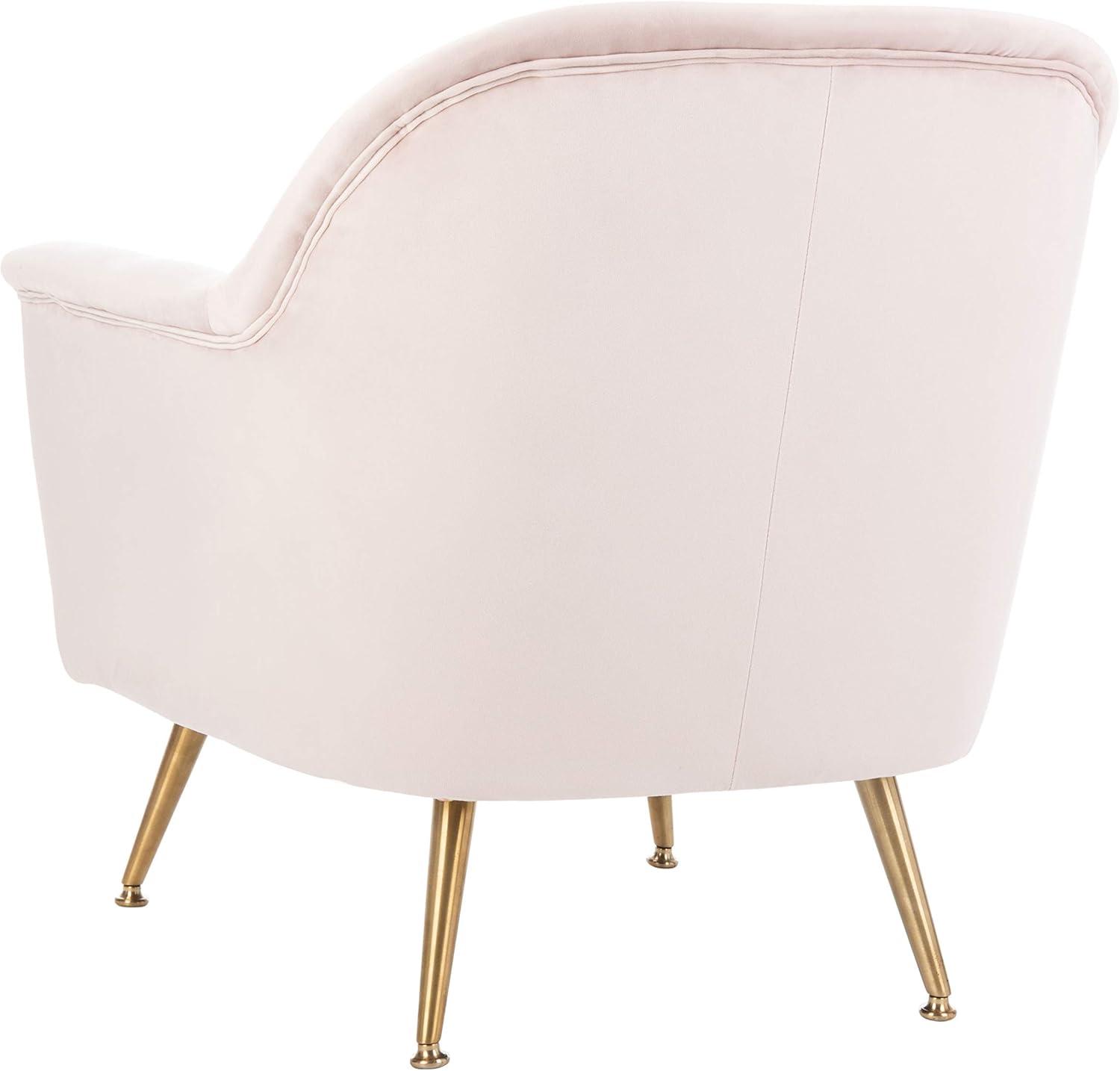 image:imageSafavieh Home Brienne Retro Glam Navy Velvet and Brass Arm ChairBlush Brass
