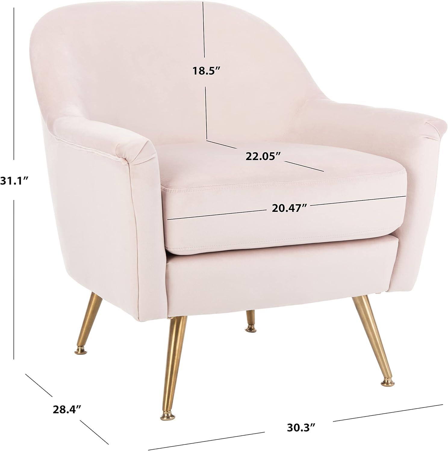 image:imageSafavieh Home Brienne Retro Glam Navy Velvet and Brass Arm ChairBlush Brass