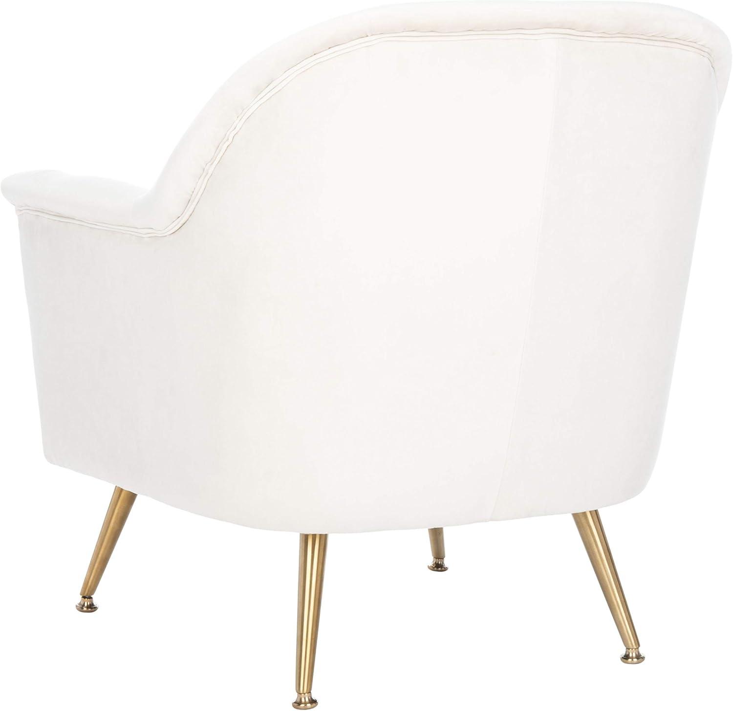 image:imageSafavieh Home Brienne Retro Glam Navy Velvet and Brass Arm ChairIvory Brass