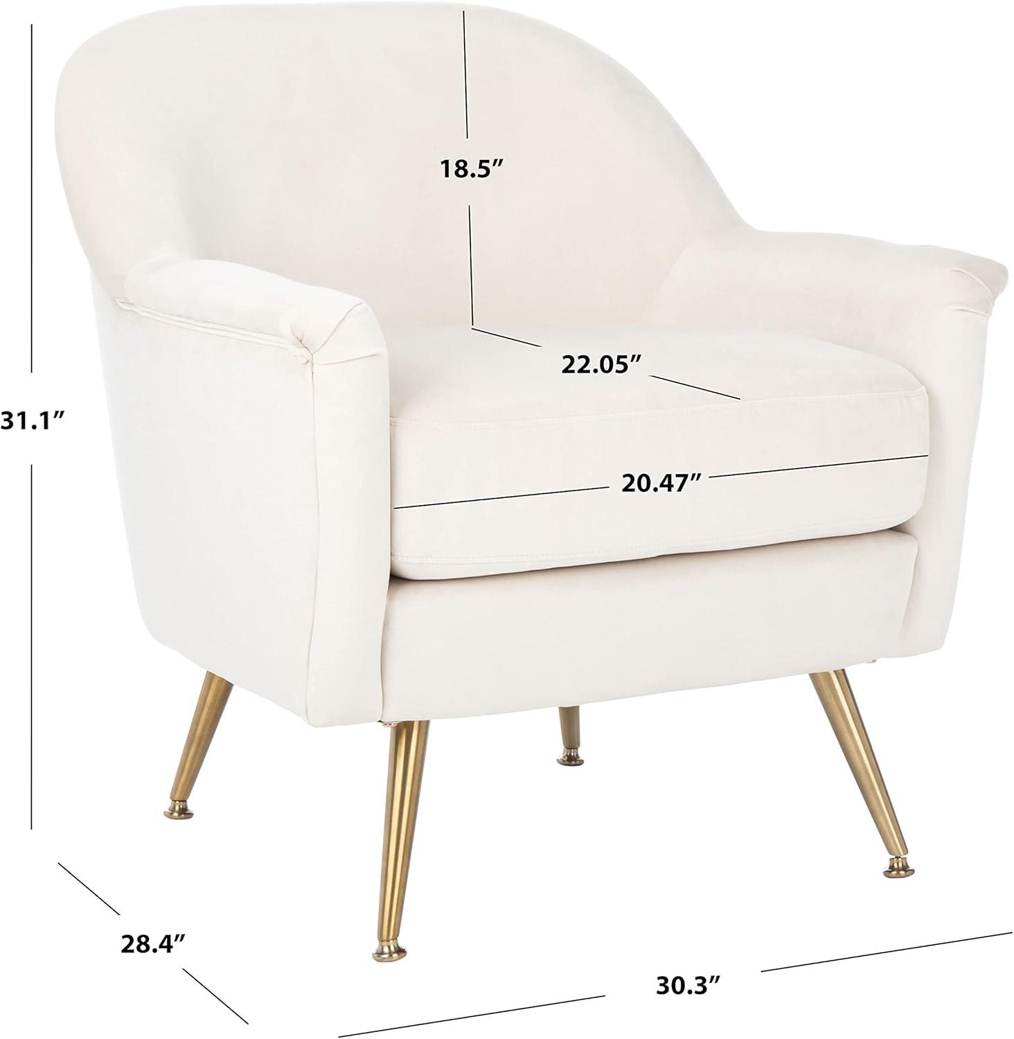 image:imageSafavieh Home Brienne Retro Glam Navy Velvet and Brass Arm ChairIvory Brass