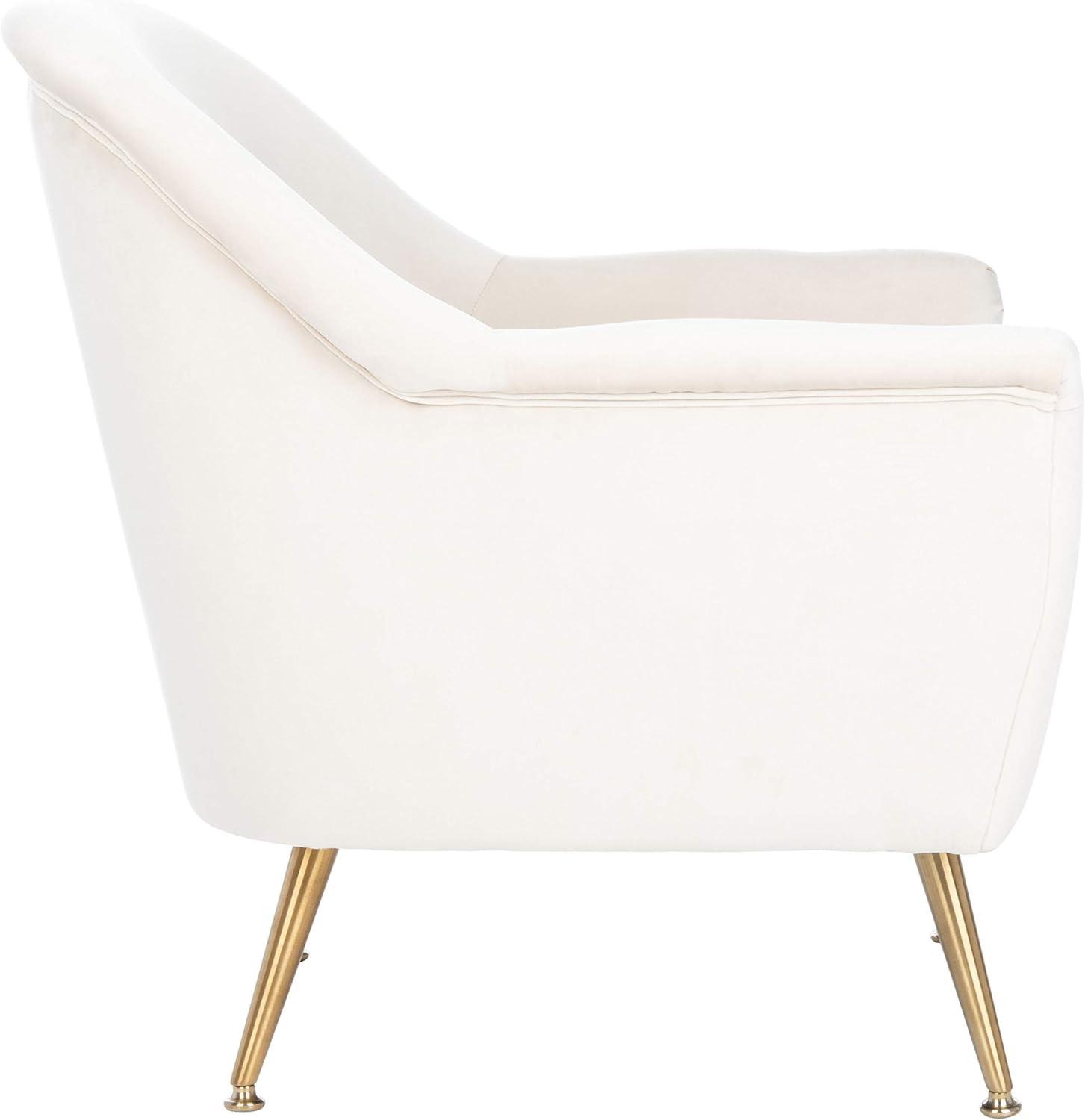 image:imageSafavieh Home Brienne Retro Glam Navy Velvet and Brass Arm ChairIvory Brass