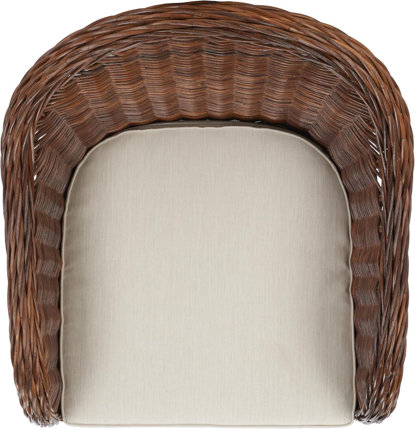 image:imageSafavieh Home Collection Hemi Brown amp White Striped Wicker Club Chair Standard