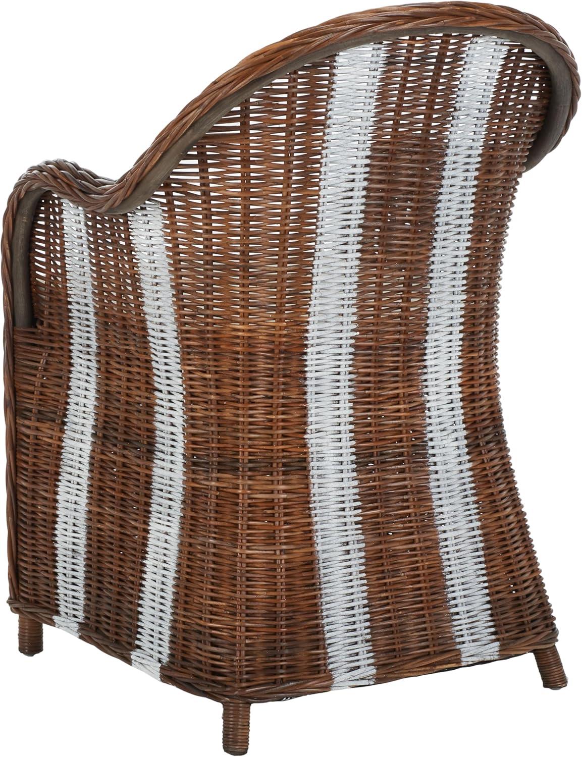 image:imageSafavieh Home Collection Hemi Brown amp White Striped Wicker Club Chair Standard