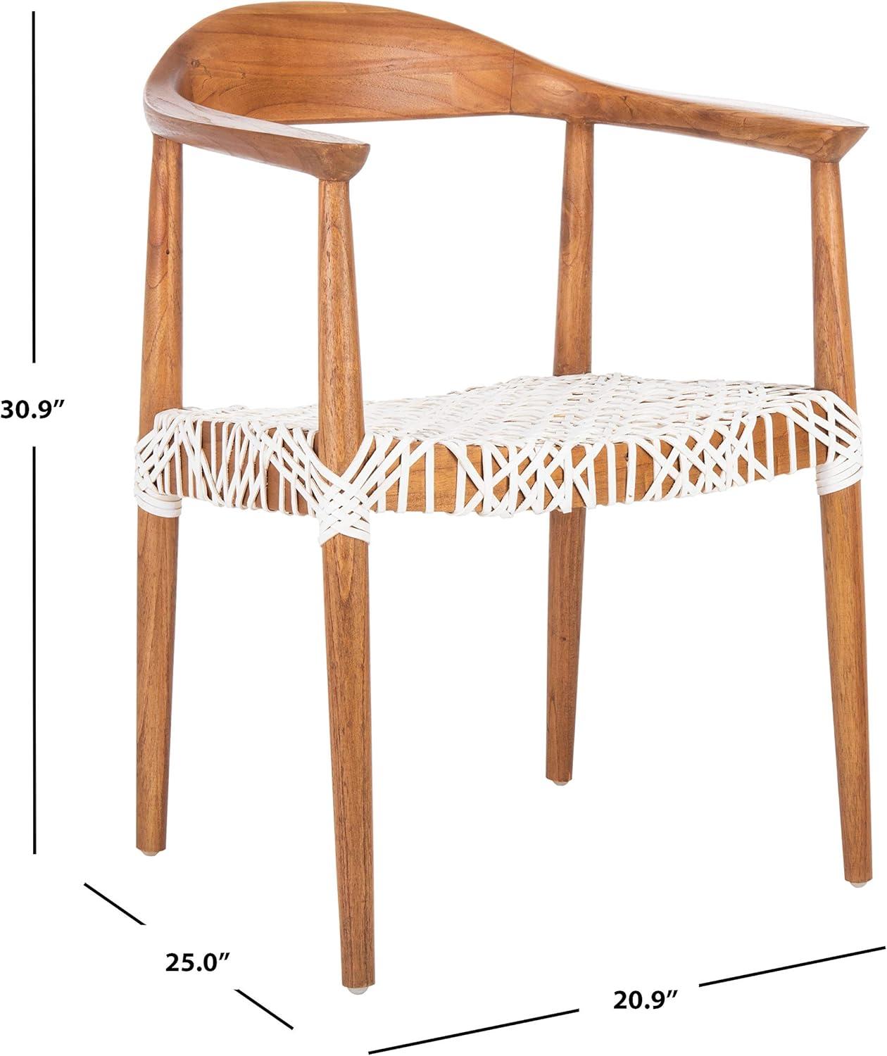 image:imageSafavieh Home Collection Juneau Leather Woven Natural and OffWhite Accent ChairNatural White