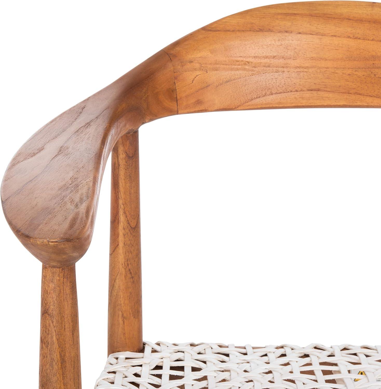 image:imageSafavieh Home Collection Juneau Leather Woven Natural and OffWhite Accent ChairNatural White